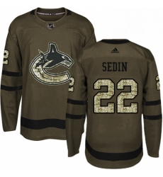Youth Adidas Vancouver Canucks 22 Daniel Sedin Authentic Green Salute to Service NHL Jersey 
