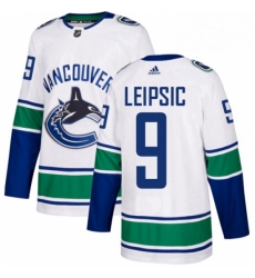 Youth Adidas Vancouver Canucks 9 Brendan Leipsic Authentic White Away NHL Jersey 