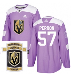 Adidas Golden Knights #57 David Perron Purple Authentic Fights Cancer Stitched NHL Inaugural Season Patch Jersey