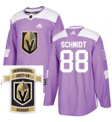 Adidas Golden Knights #88 Nate Schmidt Purple Authentic Fights Cancer Stitched NHL Inaugural Season Patch Jersey