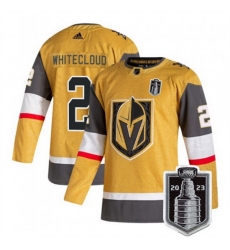 Men Vegas Golden Knights 2 Zach Whitecloud Gold 2023 Stanley Cup Final Stitched Jersey