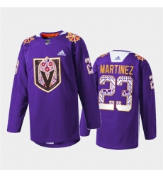 Men Vegas Golden Knights 23 Alec Martinez Purple Hispanic Heritage Warmup Stitched Jersey