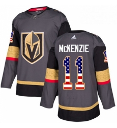Mens Adidas Vegas Golden Knights 11 Curtis McKenzie Authentic Gray USA Flag Fashion NHL Jersey 