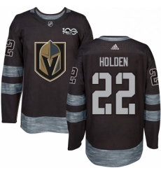 Mens Adidas Vegas Golden Knights 22 Nick Holden Authentic Black 1917 2017 100th Anniversary NHL Jersey 