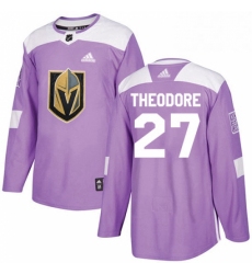 Mens Adidas Vegas Golden Knights 27 Shea Theodore Authentic Purple Fights Cancer Practice NHL Jersey 