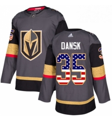 Mens Adidas Vegas Golden Knights 35 Oscar Dansk Authentic Gray USA Flag Fashion NHL Jersey 