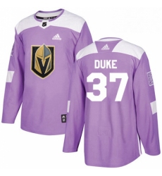 Mens Adidas Vegas Golden Knights 37 Reid Duke Authentic Purple Fights Cancer Practice NHL Jersey 