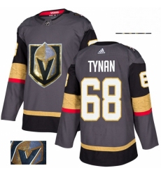 Mens Adidas Vegas Golden Knights 68 TJ Tynan Authentic Gray Fashion Gold NHL Jersey 