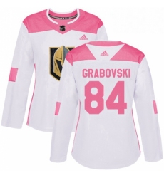 Womens Adidas Vegas Golden Knights 84 Mikhail Grabovski Authentic WhitePink Fashion NHL Jersey 