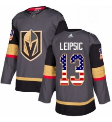 Youth Adidas Vegas Golden Knights 13 Brendan Leipsic Authentic Gray USA Flag Fashion NHL Jersey 