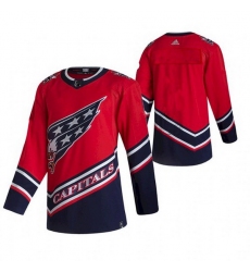 Men Custom Washington Capitals Team 2021 Reverse Retro Red Jersey