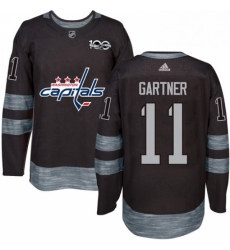 Mens Adidas Washington Capitals 11 Mike Gartner Authentic Black 1917 2017 100th Anniversary NHL Jersey 