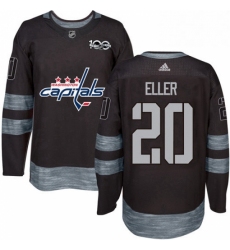 Mens Adidas Washington Capitals 20 Lars Eller Authentic Black 1917 2017 100th Anniversary NHL Jersey 