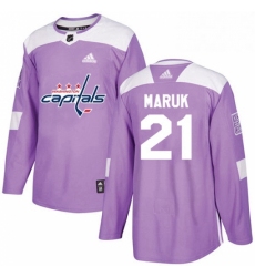 Mens Adidas Washington Capitals 21 Dennis Maruk Authentic Purple Fights Cancer Practice NHL Jersey 