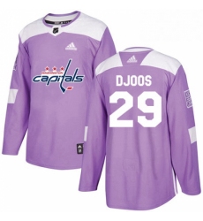 Mens Adidas Washington Capitals 29 Christian Djoos Authentic Purple Fights Cancer Practice NHL Jersey 