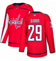 Mens Adidas Washington Capitals 29 Christian Djoos Authentic Red Home NHL Jersey 