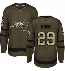 Mens Adidas Washington Capitals 29 Christian Djoos Premier Green Salute to Service NHL Jersey 