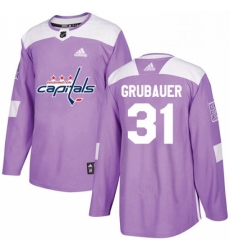 Mens Adidas Washington Capitals 31 Philipp Grubauer Authentic Purple Fights Cancer Practice NHL Jersey 