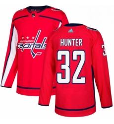 Mens Adidas Washington Capitals 32 Dale Hunter Authentic Red Home NHL Jersey 