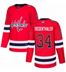 Mens Adidas Washington Capitals 34 Jonas Siegenthaler Authentic Red Drift Fashion NHL Jersey 