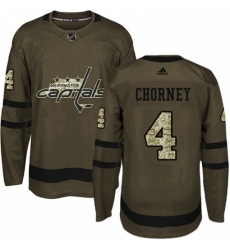 Mens Adidas Washington Capitals 4 Taylor Chorney Authentic Green Salute to Service NHL Jersey 