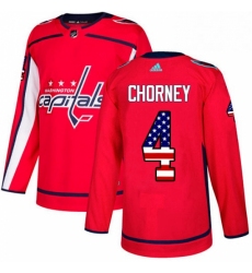 Mens Adidas Washington Capitals 4 Taylor Chorney Authentic Red USA Flag Fashion NHL Jersey 