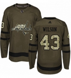 Mens Adidas Washington Capitals 43 Tom Wilson Premier Green Salute to Service NHL Jersey 