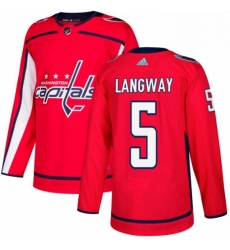 Mens Adidas Washington Capitals 5 Rod Langway Authentic Red Home NHL Jersey 