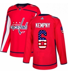 Mens Adidas Washington Capitals 6 Michal Kempny Authentic Red USA Flag Fashion NHL Jersey 