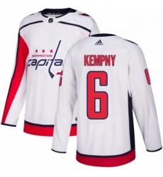 Mens Adidas Washington Capitals 6 Michal Kempny Authentic White Away NHL Jerse