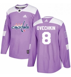 Mens Adidas Washington Capitals 8 Alex Ovechkin Authentic Purple Fights Cancer Practice NHL Jersey 