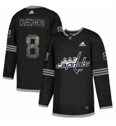 Mens Adidas Washington Capitals 8 Alex Ovechkin Black 1 Authentic Classic Stitched NHL Jersey 