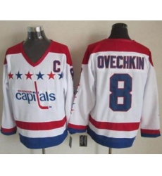 Washington Capitals #8 Alex Ovechkin White CCM Throwback Stitched NHL Jersey