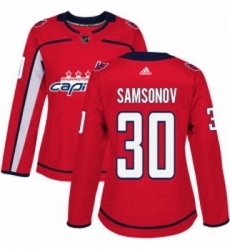 Womens Adidas Washington Capitals 30 Ilya Samsonov Authentic Red Home NHL Jersey 