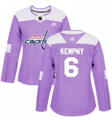 Womens Adidas Washington Capitals 6 Michal Kempny Authentic Purple Fights Cancer Practice NHL Jersey 