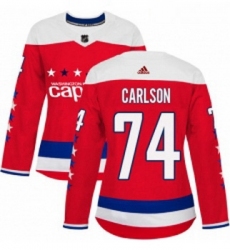 Womens Adidas Washington Capitals 74 John Carlson Authentic Red Alternate NHL Jersey 