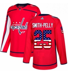 Youth Adidas Washington Capitals 25 Devante Smith Pelly Authentic Red USA Flag Fashion NHL Jersey 