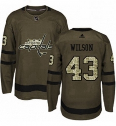 Youth Adidas Washington Capitals 43 Tom Wilson Premier Green Salute to Service NHL Jersey 