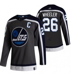 Men Winnipeg Jets 26 Blake Wheeler Black Adidas 2020 21 Reverse Retro Alternate NHL Jersey
