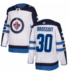 Mens Adidas Winnipeg Jets 30 Laurent Brossoit Authentic White Away NHL Jersey 