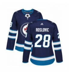 Womens Adidas Winnipeg Jets 28 Jack Roslovic Premier Navy Blue Home NHL Jersey 