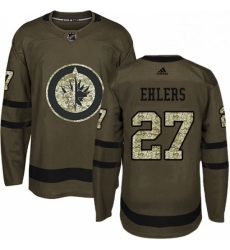 Youth Adidas Winnipeg Jets 27 Nikolaj Ehlers Premier Green Salute to Service NHL Jersey 