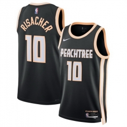 Men Atlanta Hawks 10 Zaccharie Risacher Black 2025 26 City Edition Stitched Jersey
