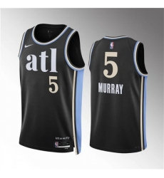 Men Atlanta Hawks 5 Dejounte Murray 2023 24 Black City Edition Stitched Basketball Jersey