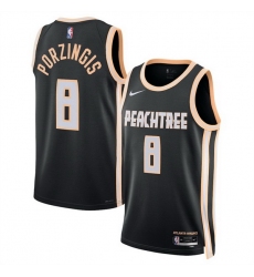 Men Atlanta Hawks 8 Kristaps Porzi u0146 u0123is Black 2025 26 City Edition Stitched Jersey