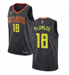 Youth Nike Atlanta Hawks 18 Miles Plumlee Authentic Black Road NBA Jersey Icon Edition 