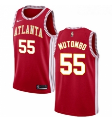 Youth Nike Atlanta Hawks 55 Dikembe Mutombo Swingman Red NBA Jersey Statement Edition 