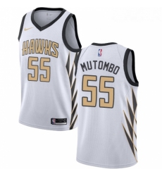 Youth Nike Atlanta Hawks 55 Dikembe Mutombo Swingman White NBA Jersey City Edition 