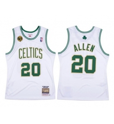 Men Boston Celtics 20 Ray Allen White Throwback 2008 09 Stitched Jersey