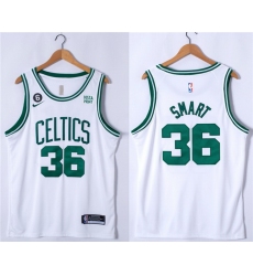 Men Boston Celtics 36 Marcus Smart White No 6 Patch Stitched Basketball Jersey